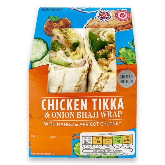 Eat & Go Chicken Tikka & Onion Bhaji Wrap 190g